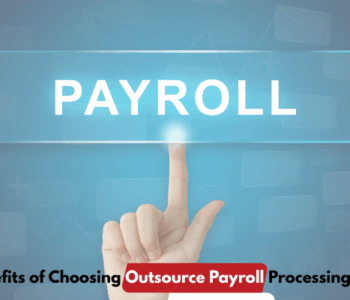 Business team reviewing payroll with a professional outsourcing service.